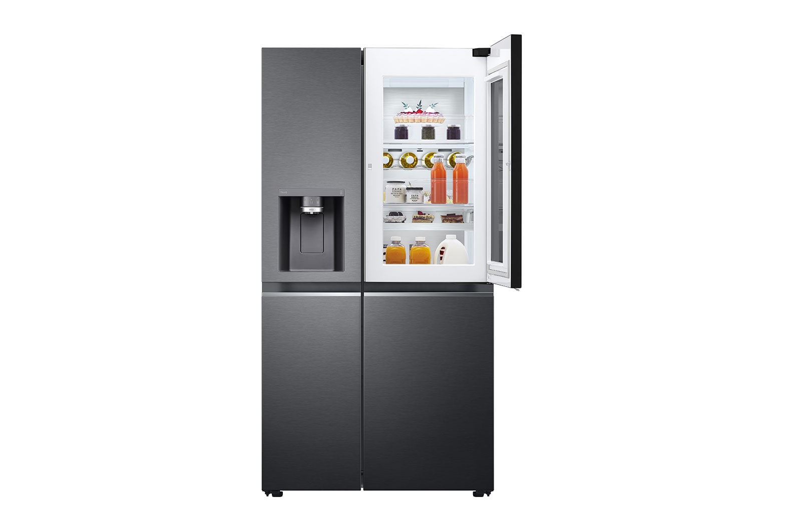 LG 635L InstaView? American Style Fridge Freezer Matte Black Total No Frost, GSXV90MCDE
