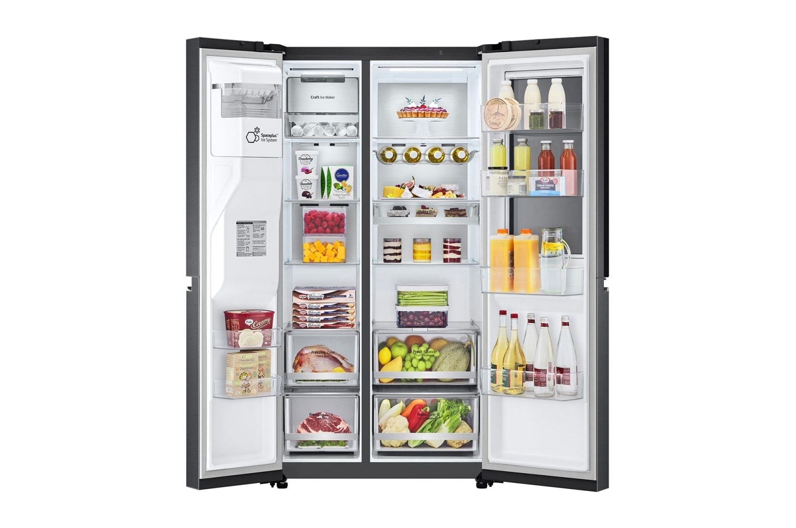 LG 635L InstaView? American Style Fridge Freezer Matte Black Total No Frost, GSXV90MCDE