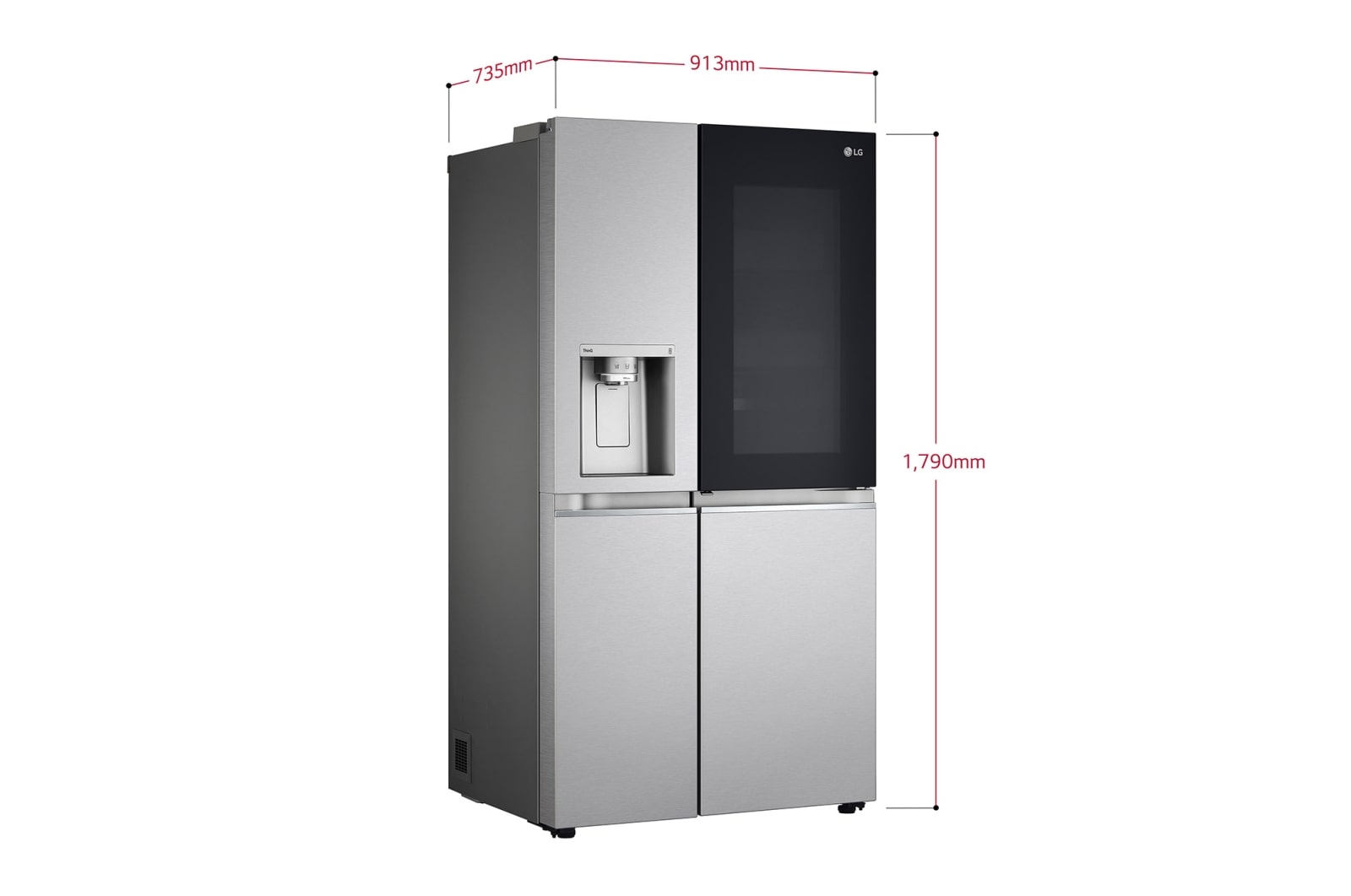 LG 635L InstaView? American Style Fridge Freezer Stainless Steel Total No Frost, GSXV91BSAE