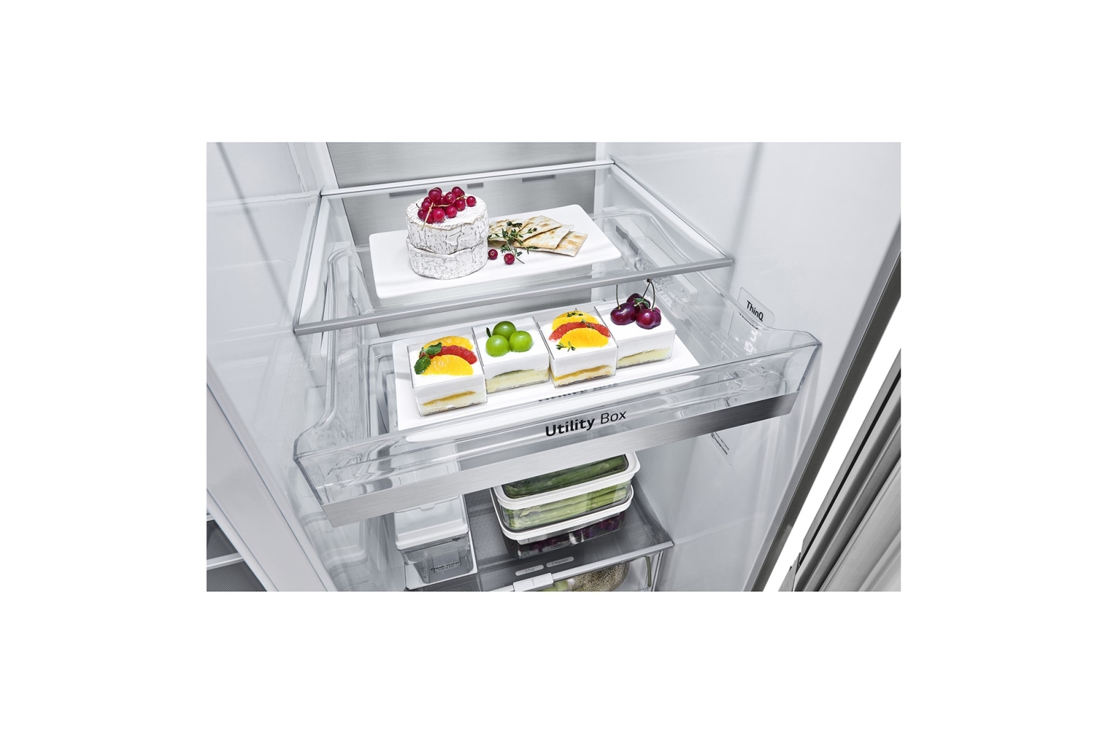 LG 635L InstaView? American Style Fridge Freezer Stainless Steel Total No Frost, GSXV91BSAE