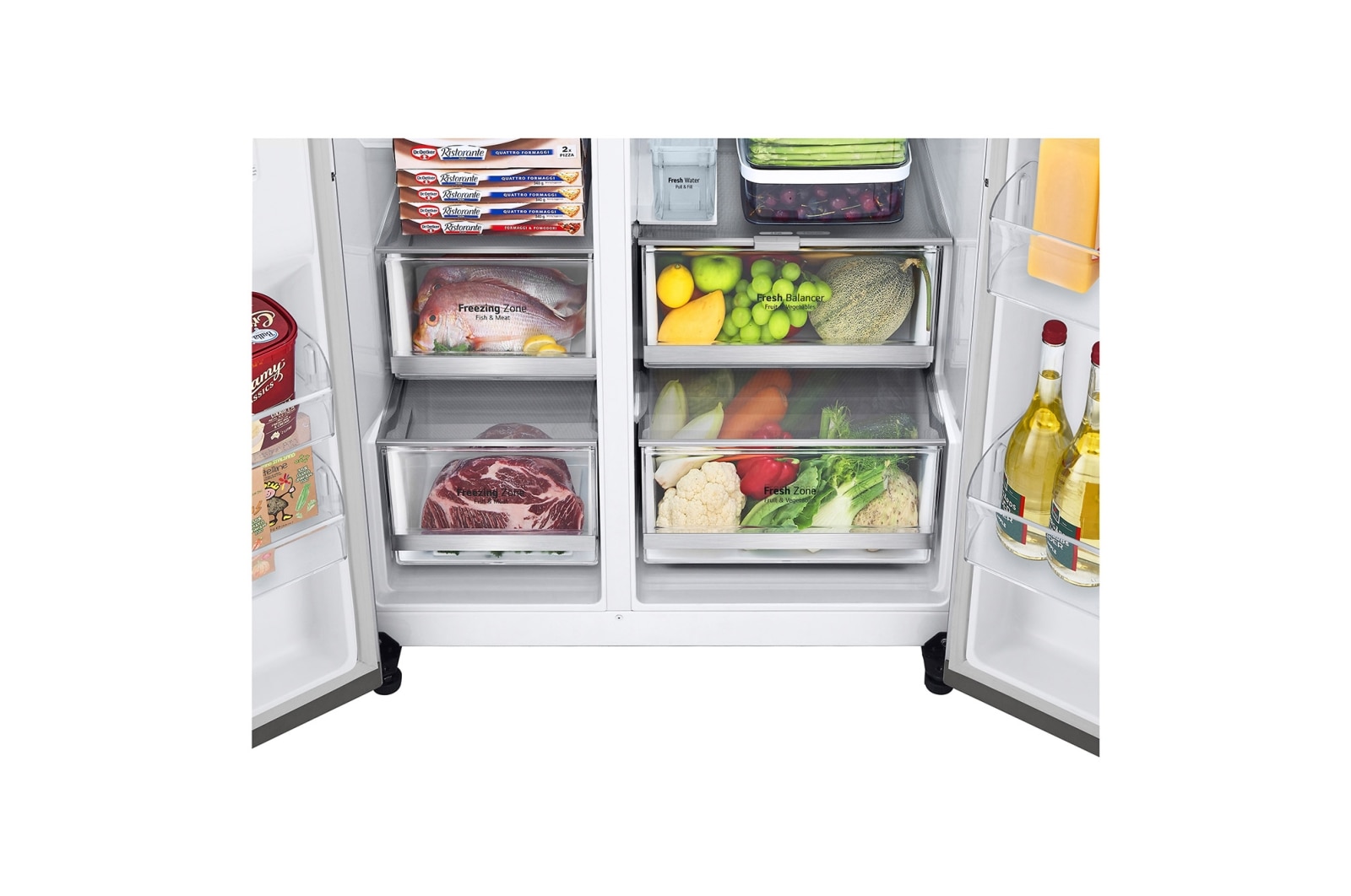LG 635L InstaView? American Style Fridge Freezer Stainless Steel Total No Frost, GSXV91BSAE
