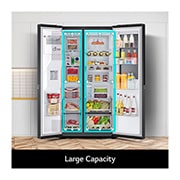 LG 635L InstaView? American Style Fridge Freezer Matte Black Total No Frost, GSXV91MCAE