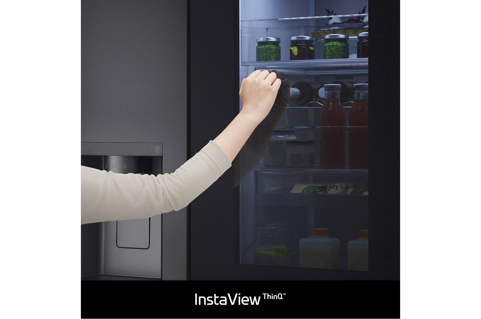 LG 635L InstaView? American Style Fridge Freezer Matte Black Total No Frost, GSXV91MCAE