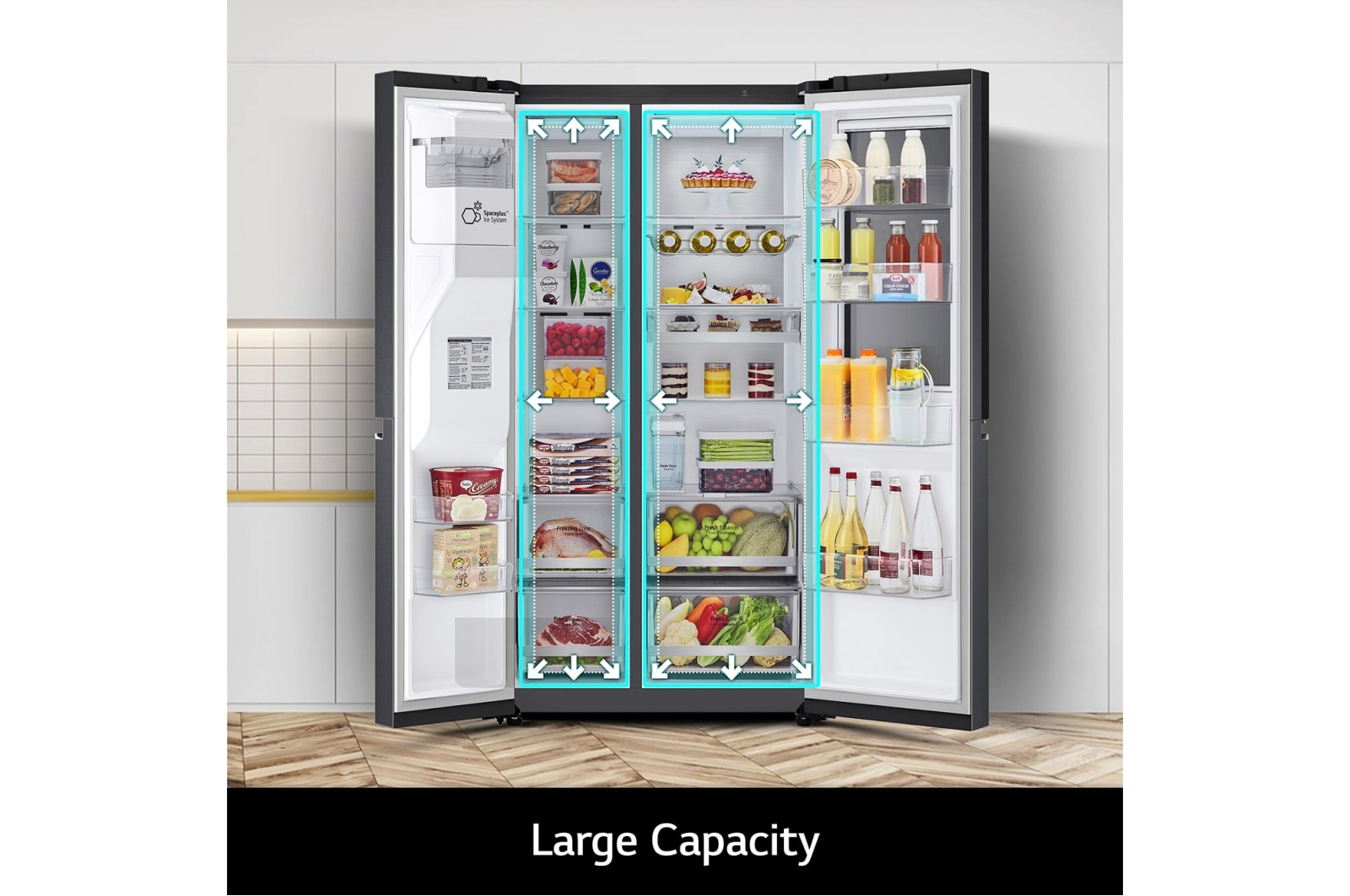 LG 635L InstaView? American Style Fridge Freezer Matte Black Total No Frost, GSXV91MCAE