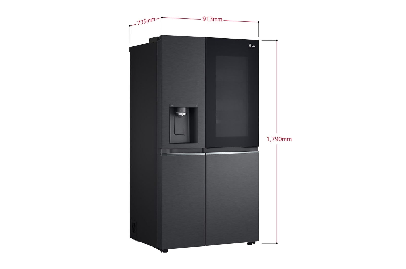 LG 635L InstaView? American Style Fridge Freezer Matte Black Total No Frost, GSXV91MCAE