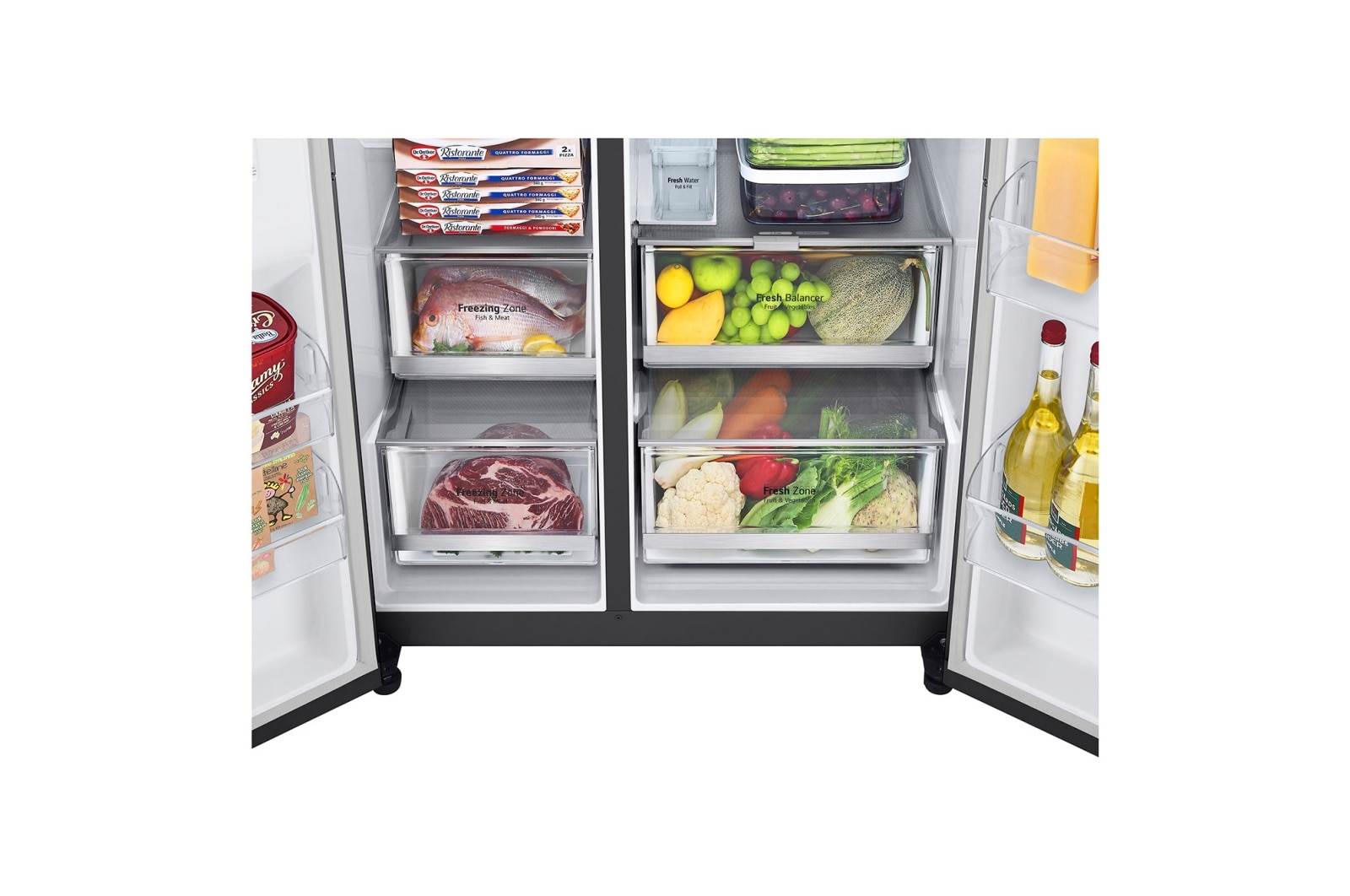 LG 635L InstaView? American Style Fridge Freezer Matte Black Total No Frost, GSXV91MCAE