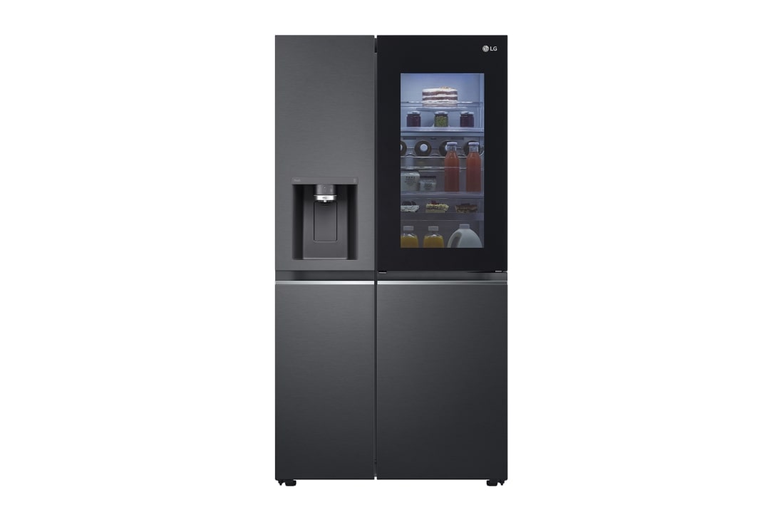 LG 635L InstaView? American Style Fridge Freezer Matte Black Total No Frost, GSXV91MCAE