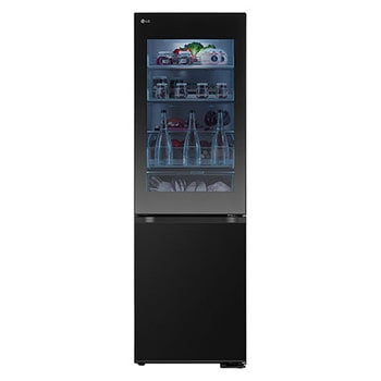 front view of 349L InstaView? Bottom Freezer Refrigerator Essence Black Steel GBG5160CEV.AEVQLGU