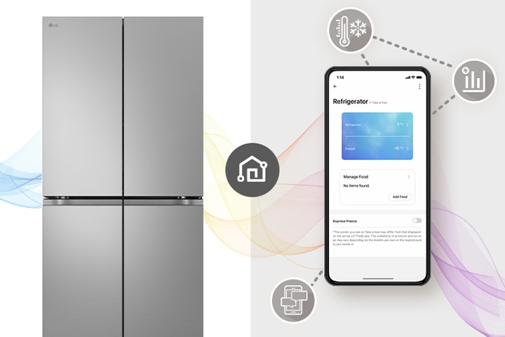 There's a refrigerator and mobile phone.