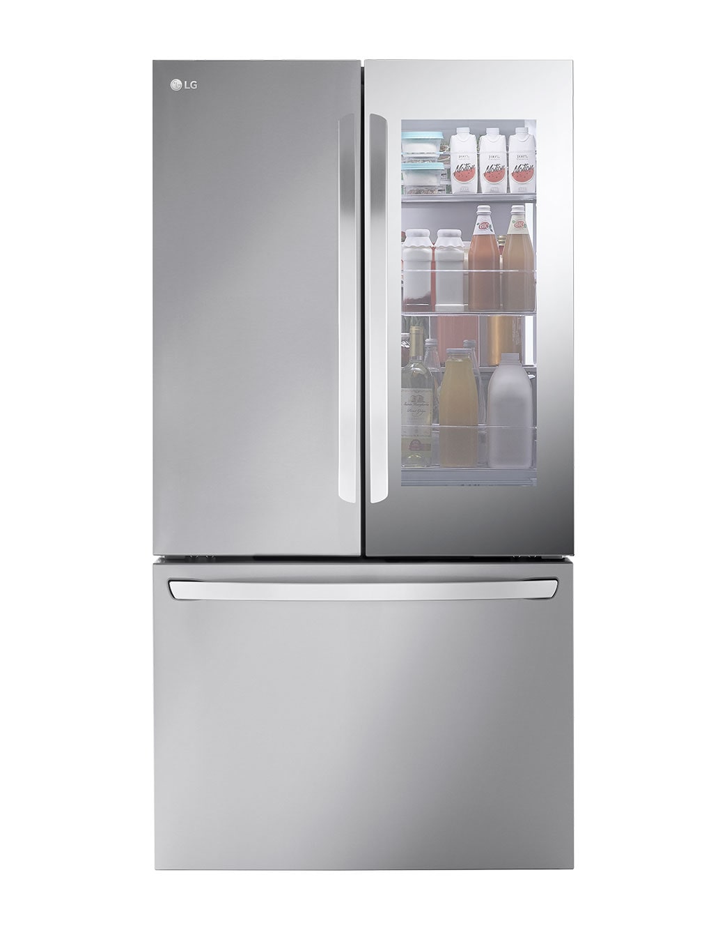 Front view of 750L InstaView? Multi-Door Fridge Freezer Stainless Steel (GMZ765STHJ)
