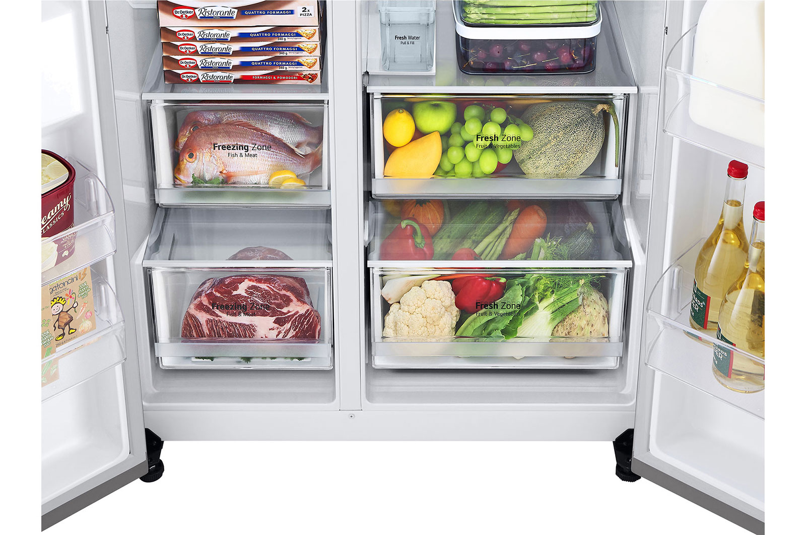 Bottom drawer with food