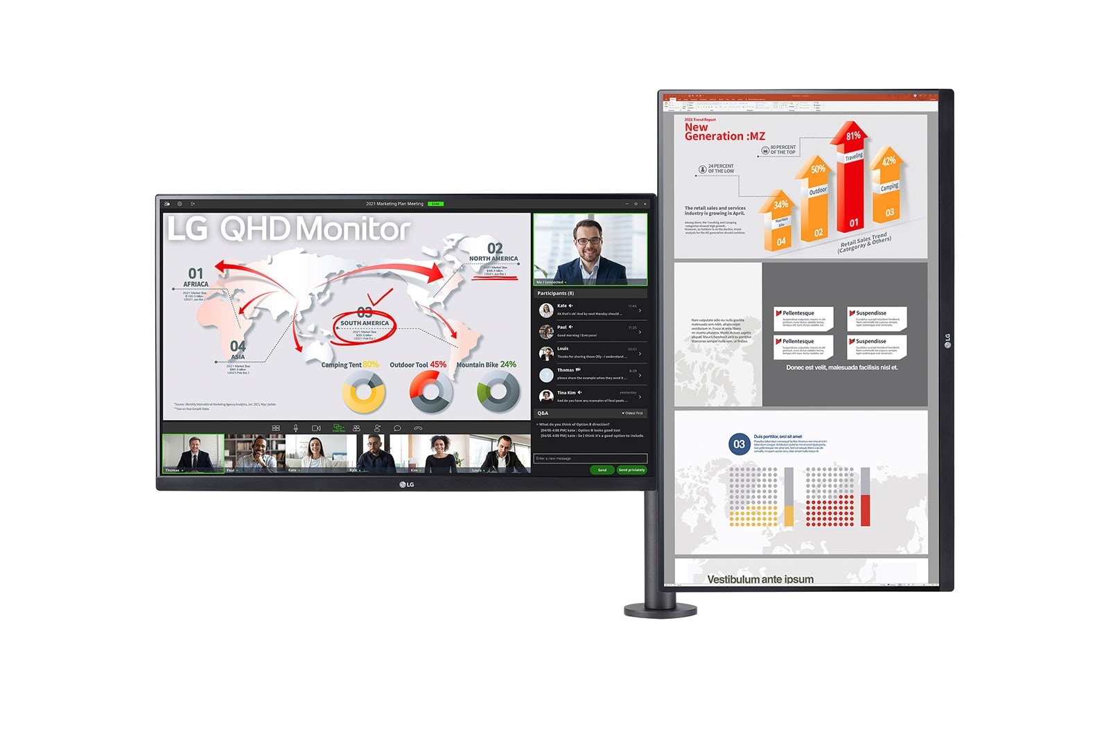 LG 27-inch QHD Monitor Ergo Dual with Daisy Chain, 27QP88DP-BS