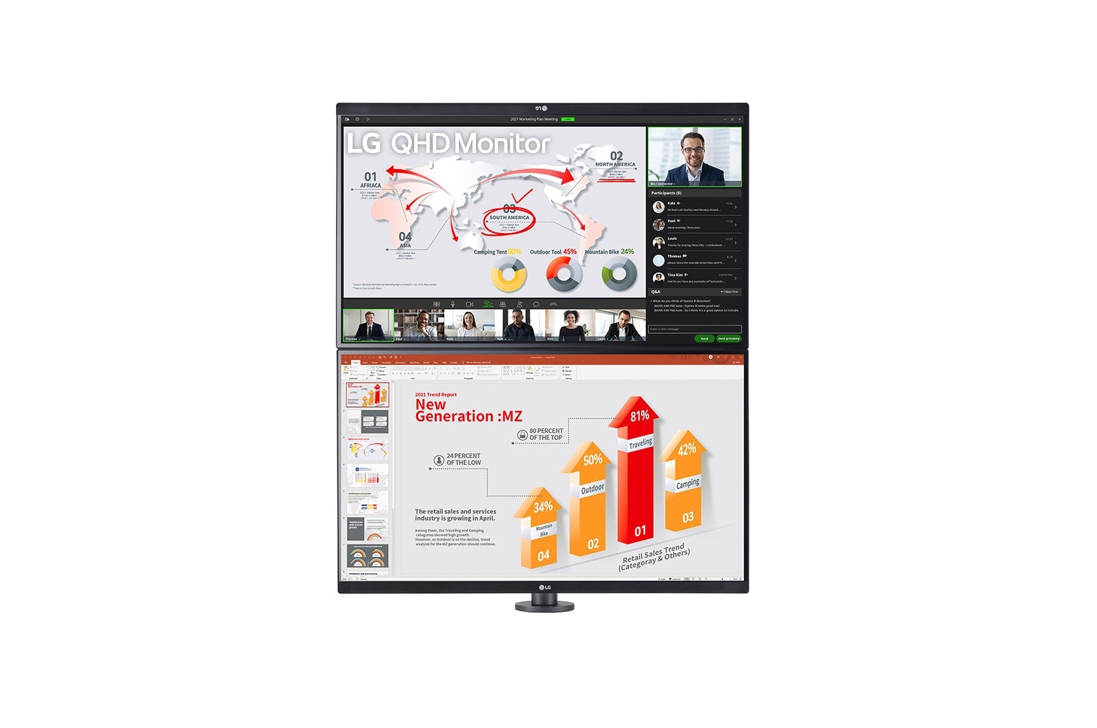 LG 27-inch QHD Monitor Ergo Dual with Daisy Chain, 27QP88DP-BS