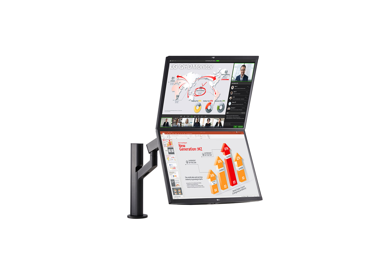 LG 27-inch QHD Monitor Ergo Dual with Daisy Chain, 27QP88DP-BS