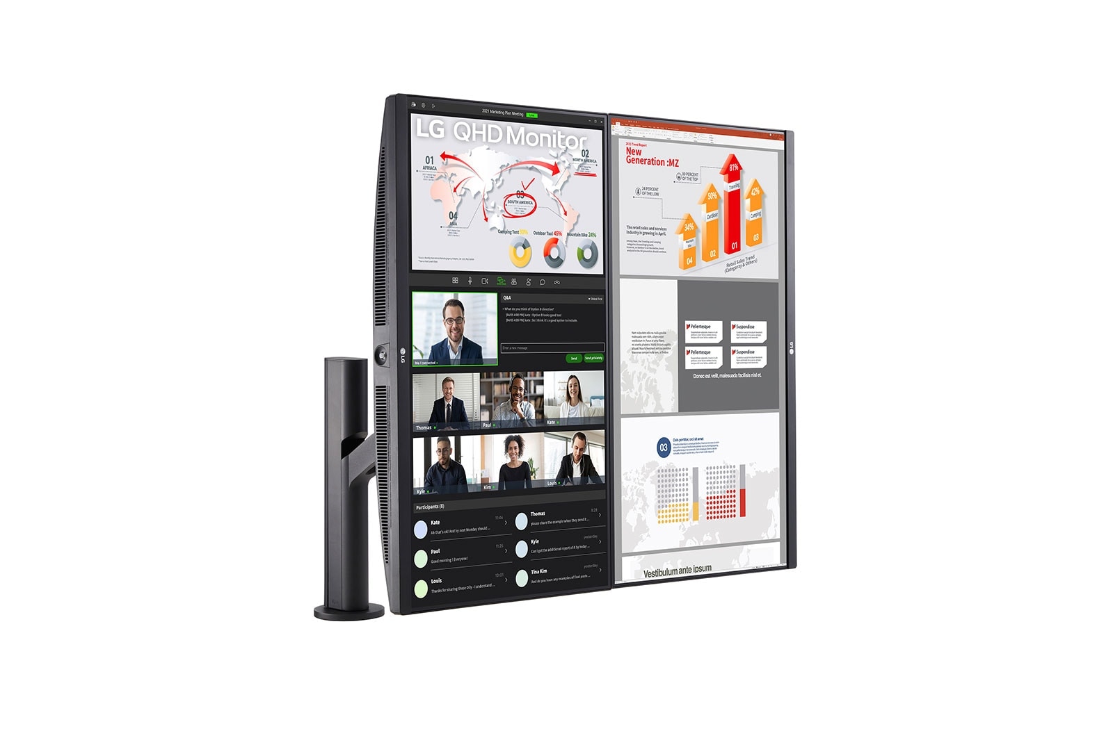 LG 27-inch QHD Monitor Ergo Dual with Daisy Chain, 27QP88DP-BS