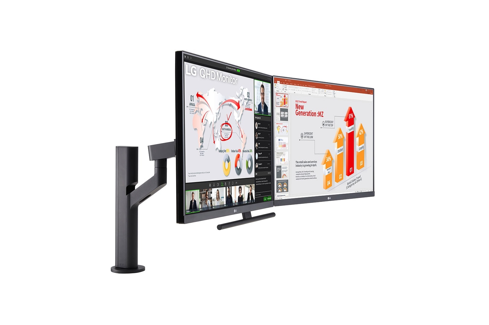 LG 27-inch QHD Monitor Ergo Dual with Daisy Chain, 27QP88DP-BS