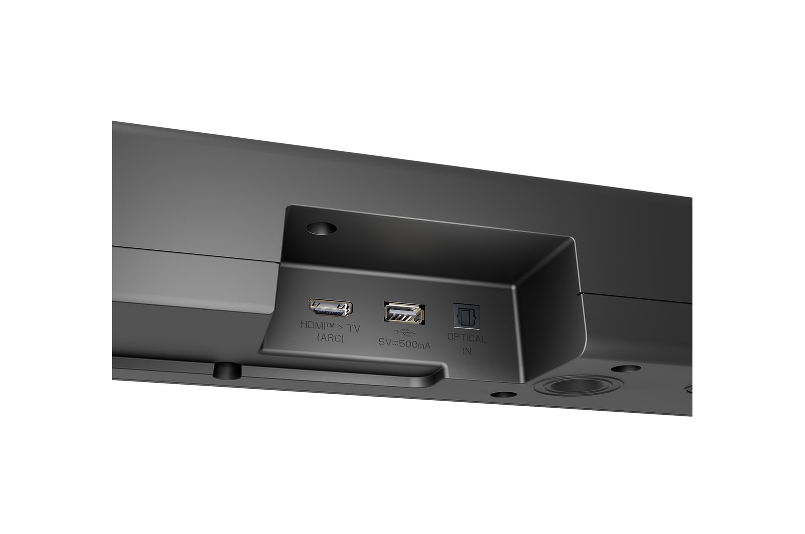 Angled view of LG Soundbar US60T's back