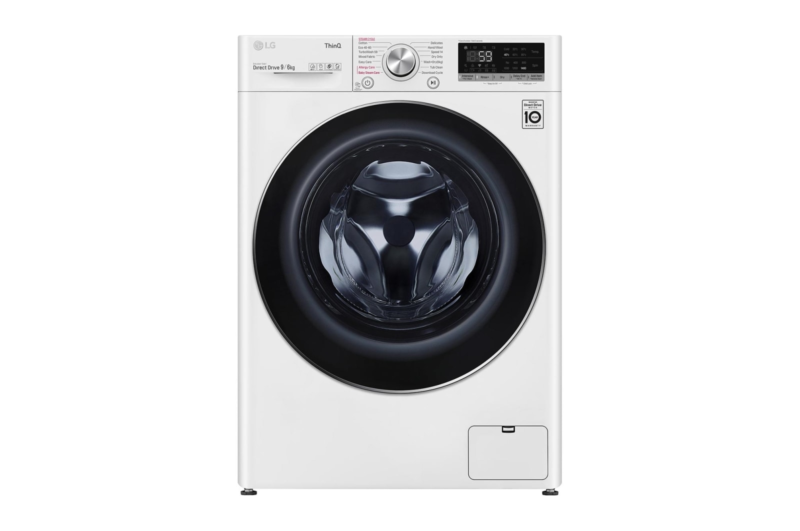 Front view of 9/6kg Washer Dryer White LG Turbowash?(FWV796WTSE)