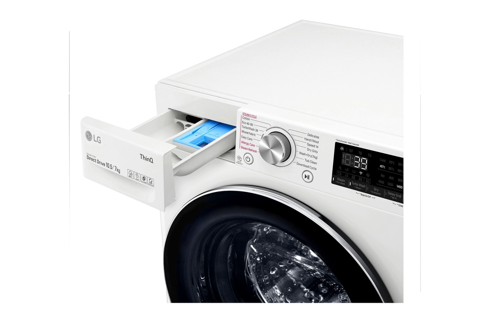 LG 10.5/7kg Washer Dryer White LG Turbowash360?, FWV917WTSE
