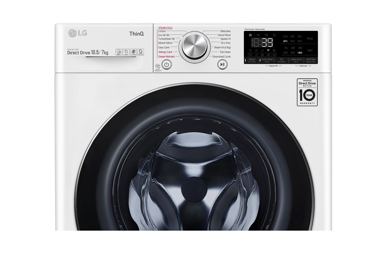LG 10.5/7kg Washer Dryer White LG Turbowash360?, FWV917WTSE