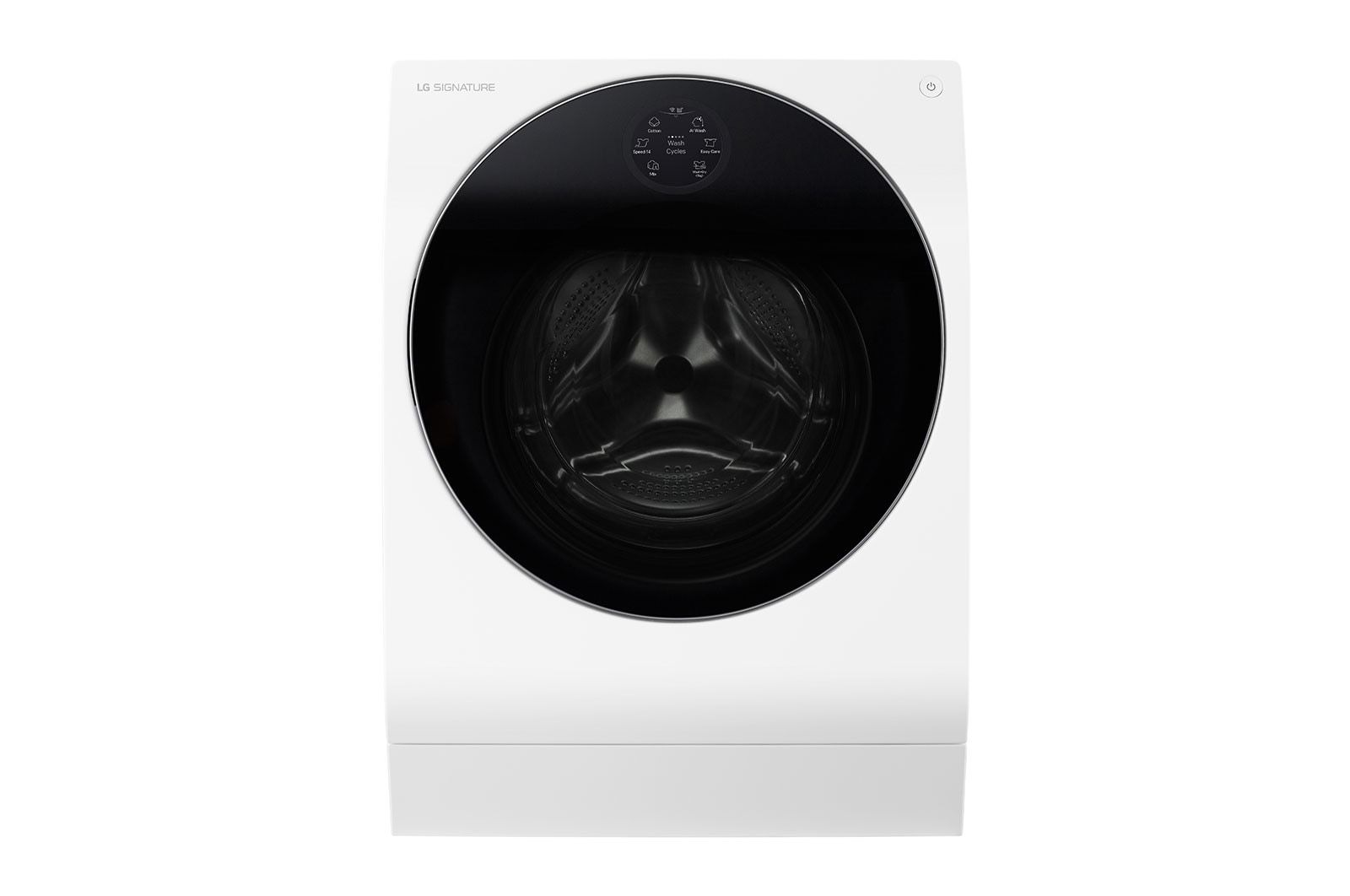 Front view of 12/7kg LG SIGNATURE Washer Dryer White AI DD?(LSWD100E)