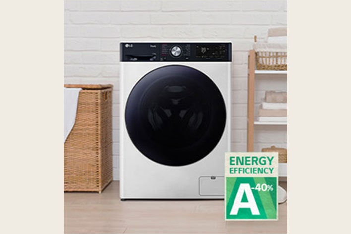 The washing machine in the laundry room.