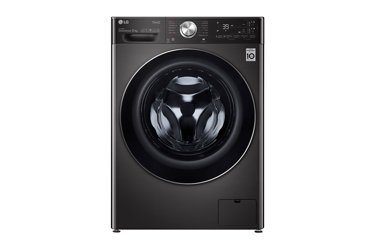 Front view of 12kg Washing Machine Black Steel AI DD?(F4V1112BTSA)
