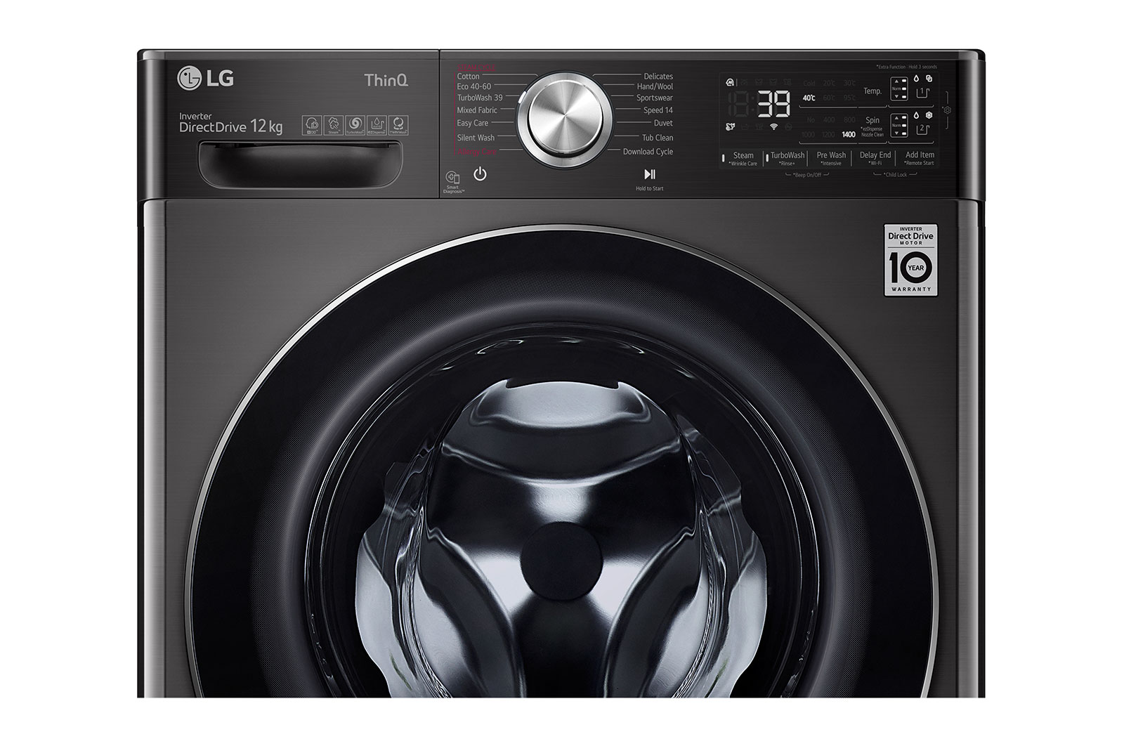 LG 12kg Washing Machine Black Steel AI DD?, F4V1112BTSA