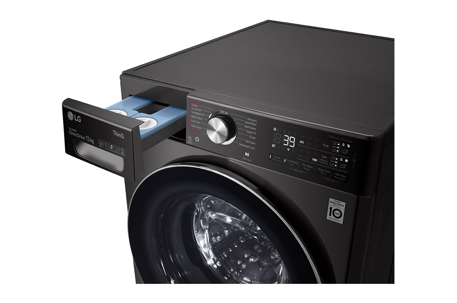 LG 12kg Washing Machine Black Steel AI DD?, F4V1112BTSA