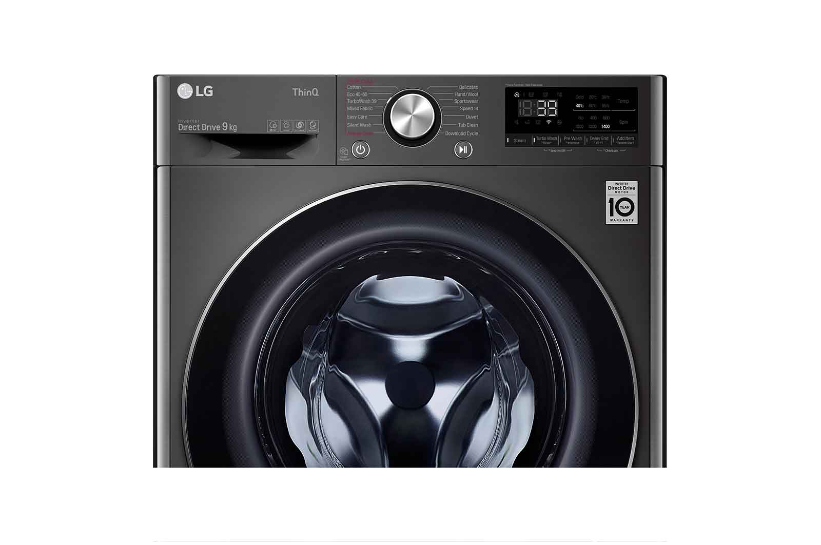 LG 9kg Washing Machine Black Steel AI DD?, F4V909BTSE