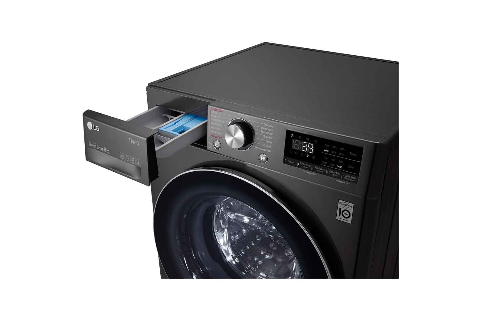 LG 9kg Washing Machine Black Steel AI DD?, F4V909BTSE