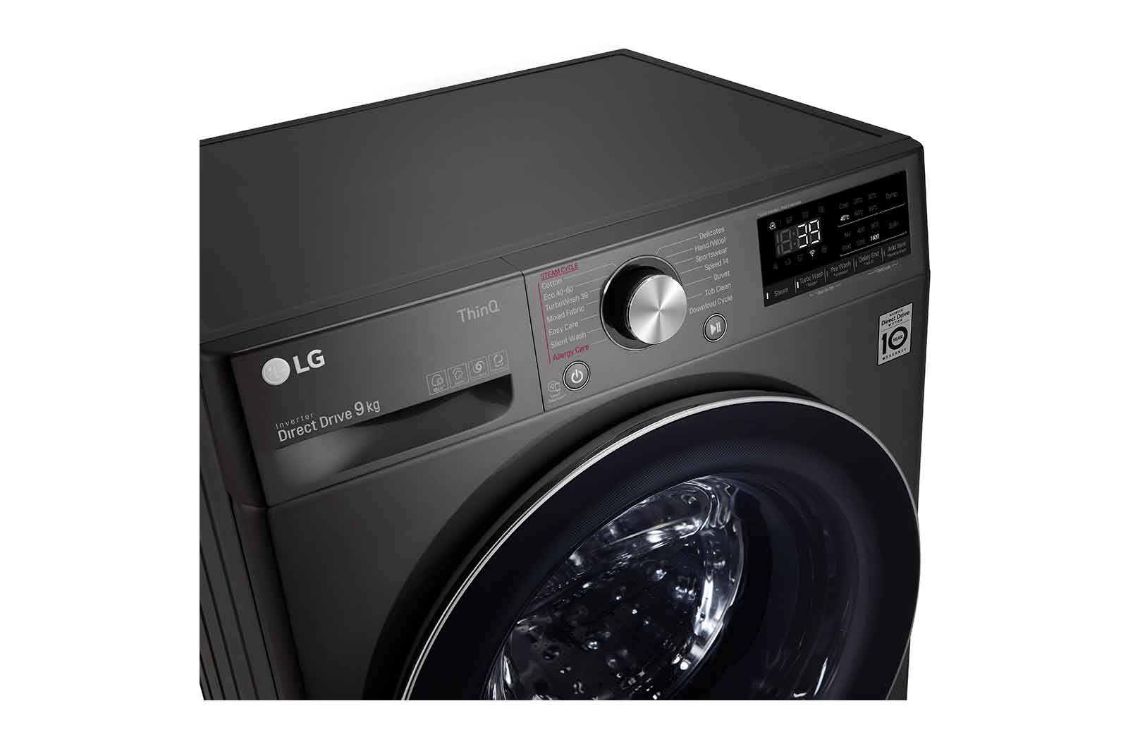 LG 9kg Washing Machine Black Steel AI DD?, F4V909BTSE