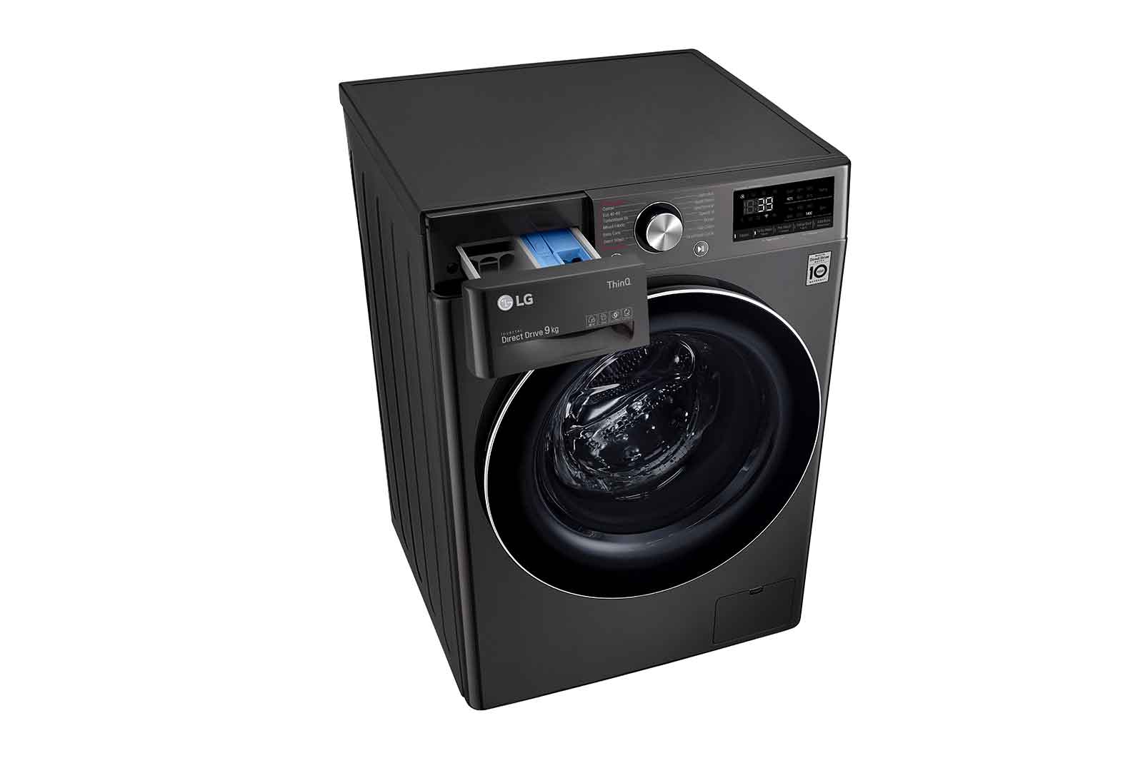 LG 9kg Washing Machine Black Steel AI DD?, F4V909BTSE