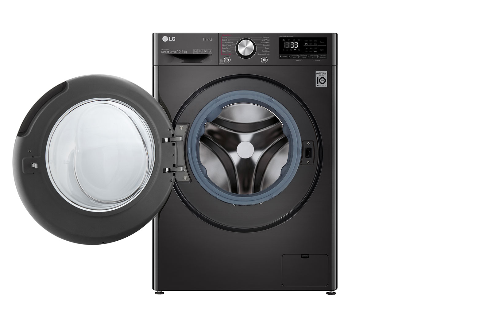 LG 10.5kg Washing Machine Black Steel Direct Drive, F4V910BTSE