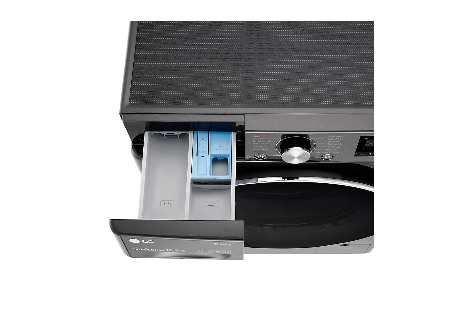 LG 10.5kg Washing Machine Black Steel Direct Drive, F4V910BTSE