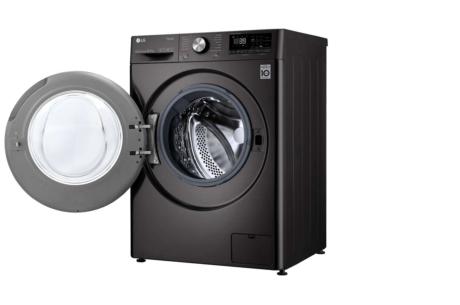 LG 10.5kg Washing Machine Black Steel Direct Drive, F4V910BTSE