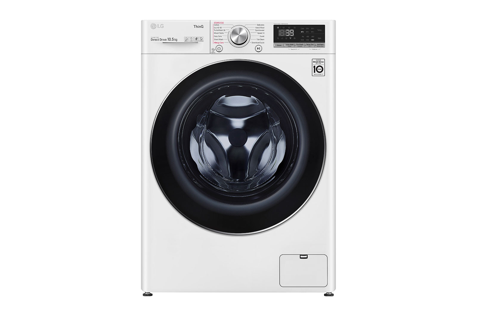Front view of LG F4V910WTSE White Washing Machine