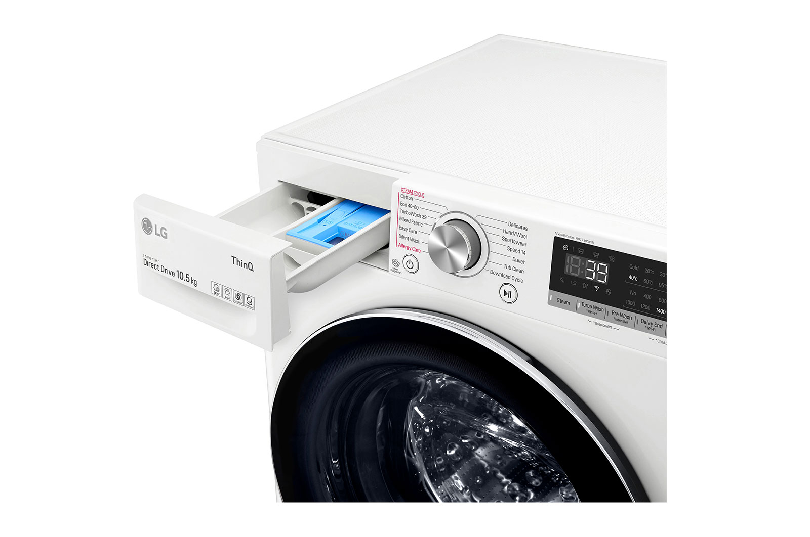 LG 10.5kg WiFi connected Washing Machine, White, F4V910WTSE