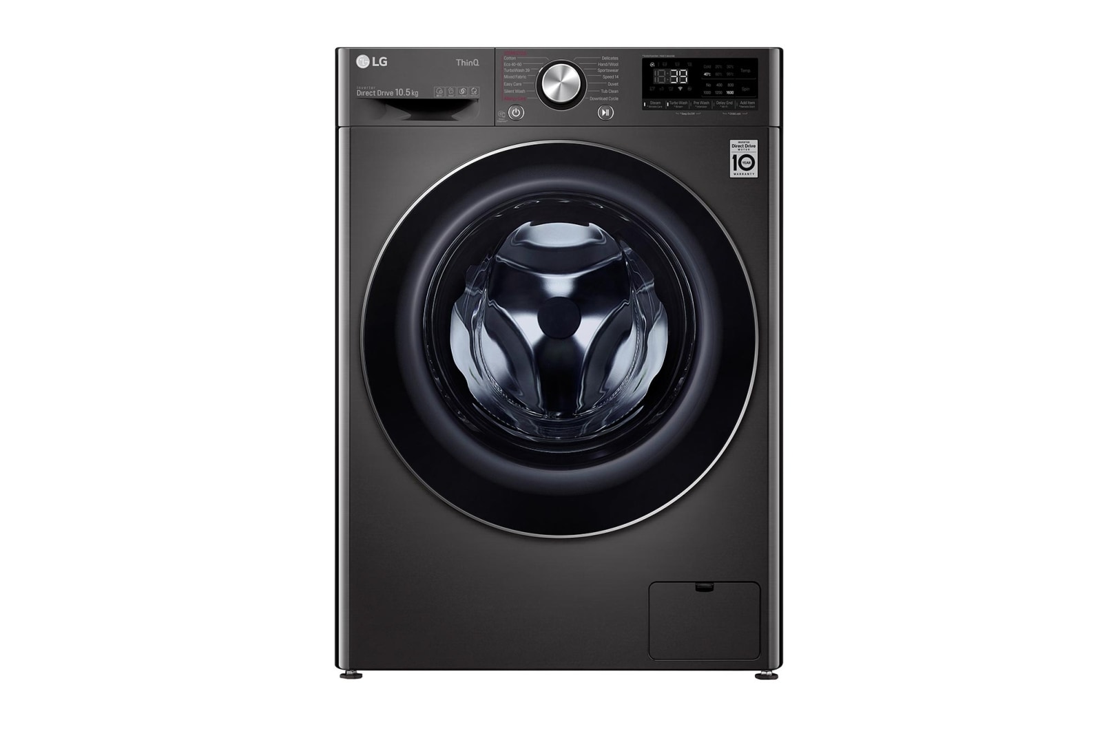 Front view of 10.5kg Washing Machine Black Steel AI DD?(F6V1010BTSE)