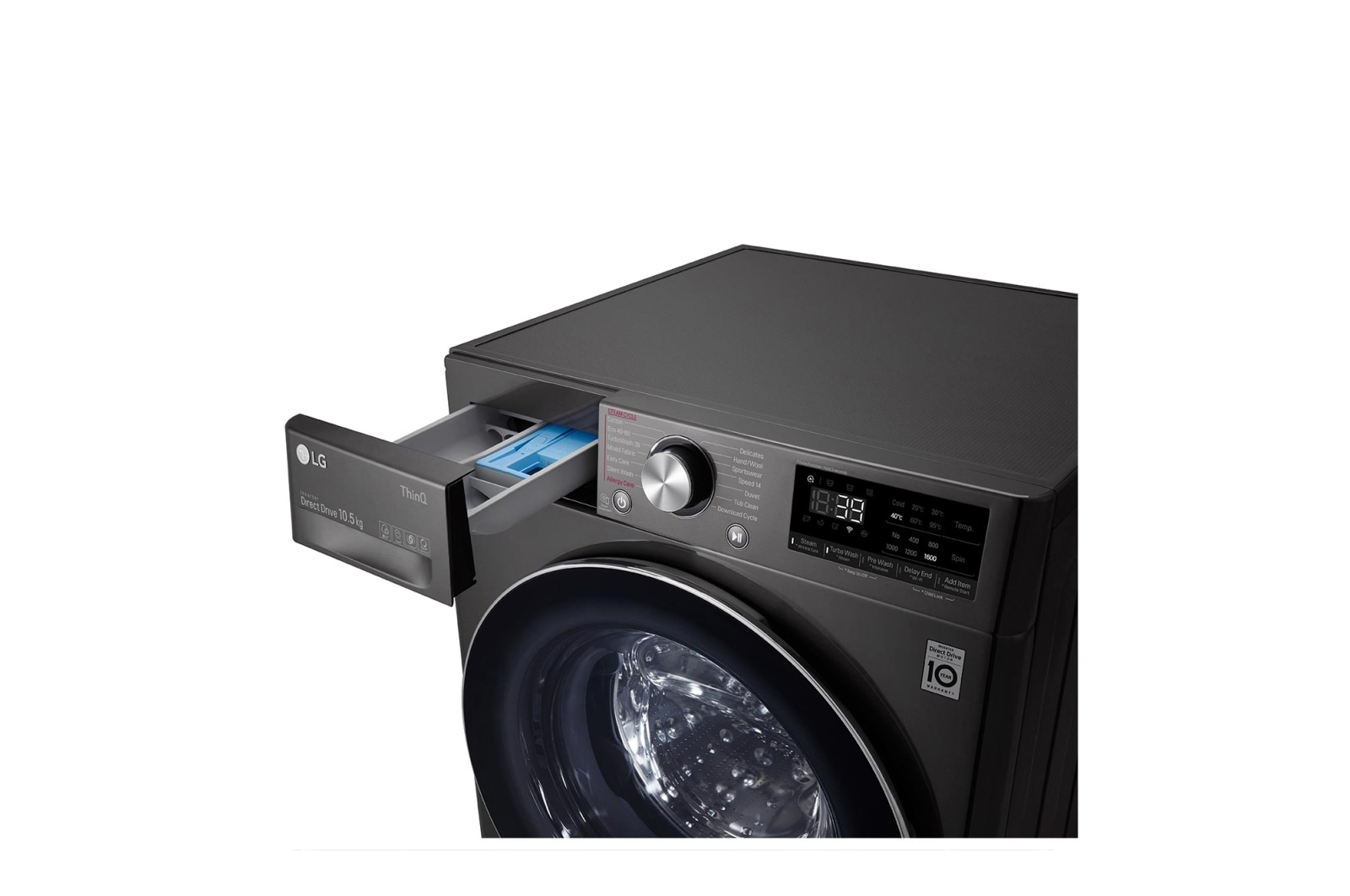 LG 10.5kg Washing Machine Black Steel AI DD?, F6V1010BTSE