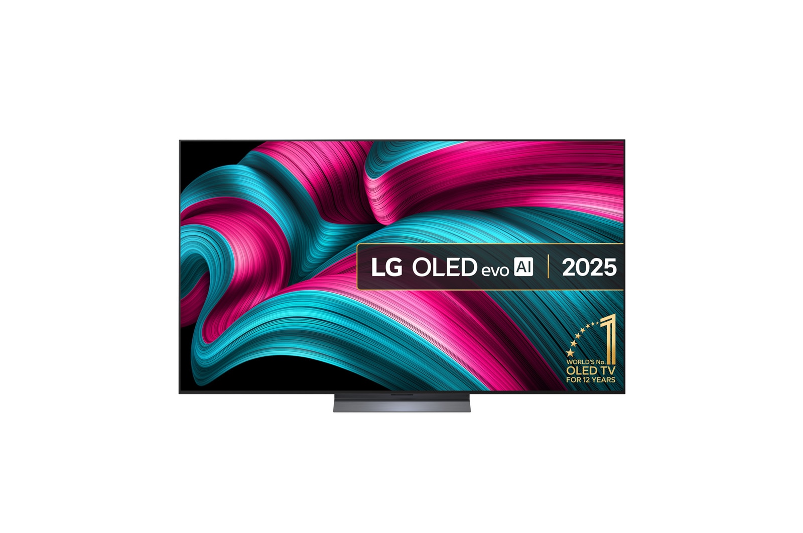 Front view of 77 inch LG OLED evo AI C5 4K Smart TV 2025