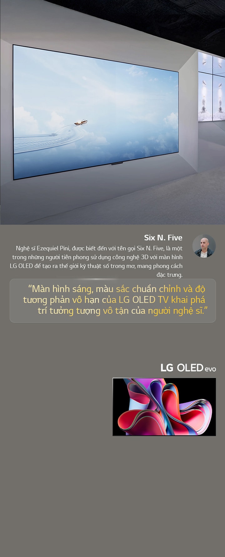 Tri?n l?m c?a ngh? s? Six N. Five s? d?ng LG OLED TV. B?n có th? xem m? t? ng?n g?n v? ngh? s? và s? ki?n Frieze New York 2023. Cau trích d?n c?a Six N. Five ???c làm n?i b?t: Màn hình sáng, màu s?c chu?n ch?nh và ?? t??ng ph?n v? h?n c?a LG OLED TV khai phá trí t??ng t??ng v? t?n c?a ng??i ngh? s?. LG OLED evo TV c?ng xu?t hi?n. 
