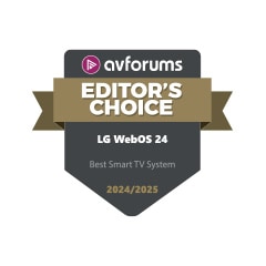 Logo AVForums Editor's Choice cho LG webOS 24 là H? th?ng Smart TV t?t nh?t 2024/2025. 