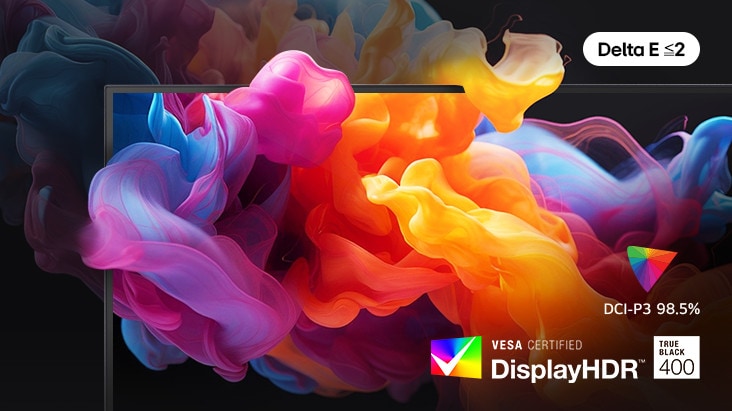 Chi ti?t chan th?c c?a DisplayHDR True Black 400 và DCI-P3 98.5%.