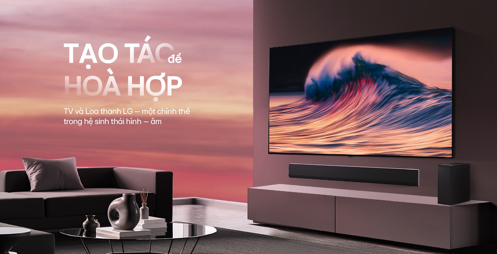 Banner TV và soundbar hài hòa