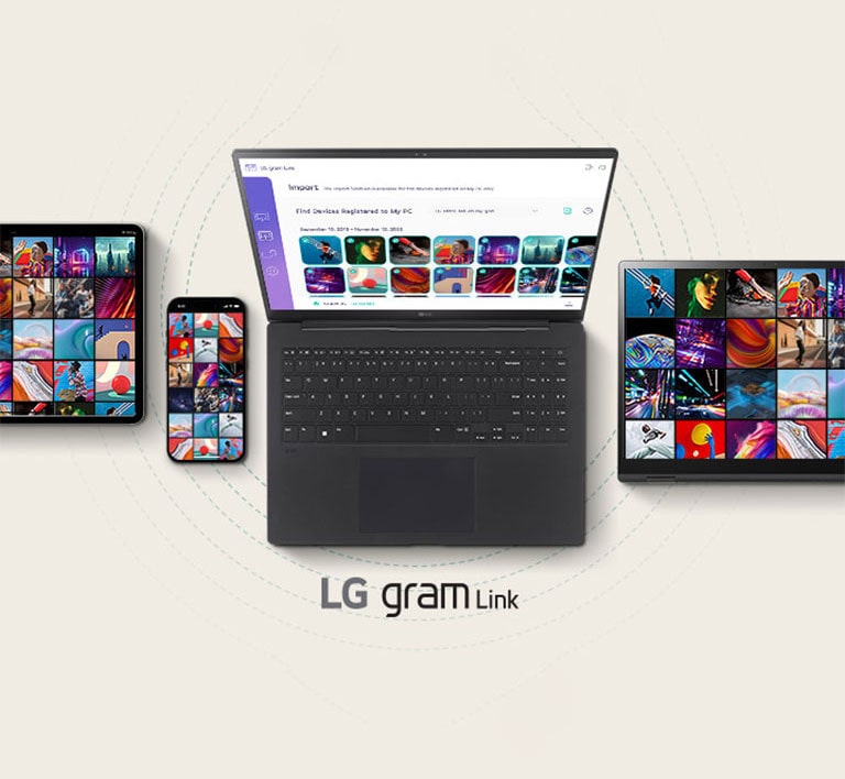 LG gram Pro h? tr? hi?u su?t chuyên nghi?p. gram Link-k?t n?i v?i nhi?u thi?t b? iOS, Android.