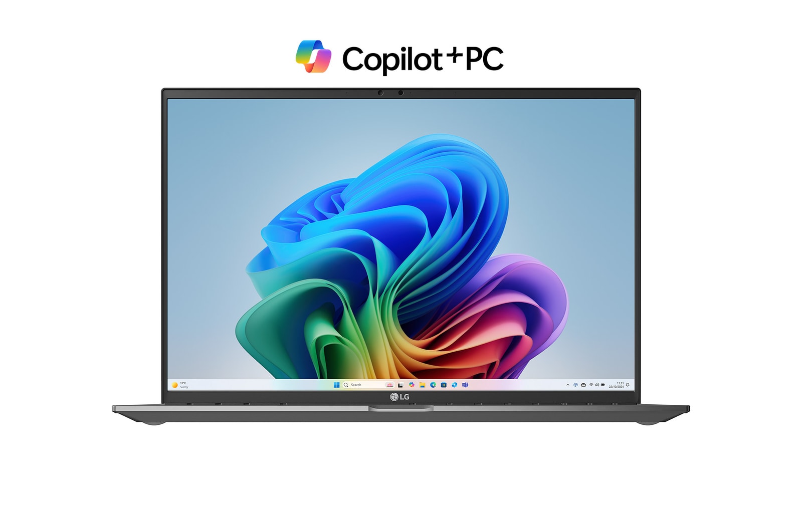 Hình ?nh m?t tr??c v?i hình n?n Copilot+ Bloom và logo Copilot+ PC