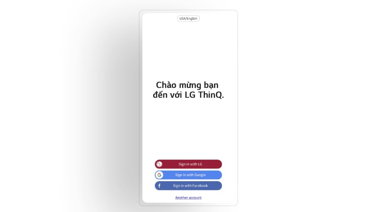 Hình ?nh hi?n th? màn hình chào m?ng c?a ?ng d?ng LG ThinQ