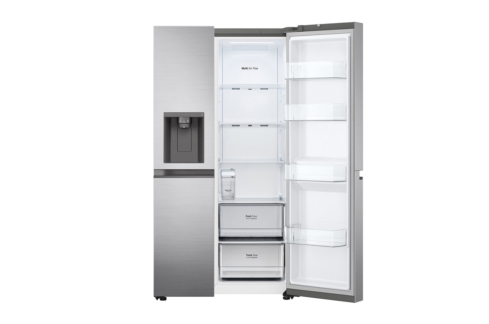 LG 617L Non Plumbed Side by Side Fridge with Ice & Water Dispenser in Stainless Finish, GC-L257SLXL
