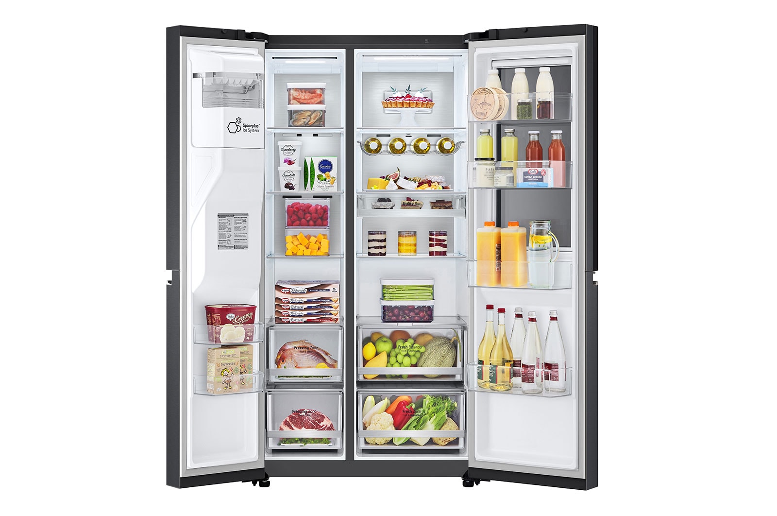 LG 611L InstaView? Door-in-Door Side by Side Fridge with Uvnano? Ice & Water Dispenser in Black Finish, GC-X257CQFS